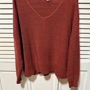 Lucky Brand Women's V-Neck Sweater - Brick Red